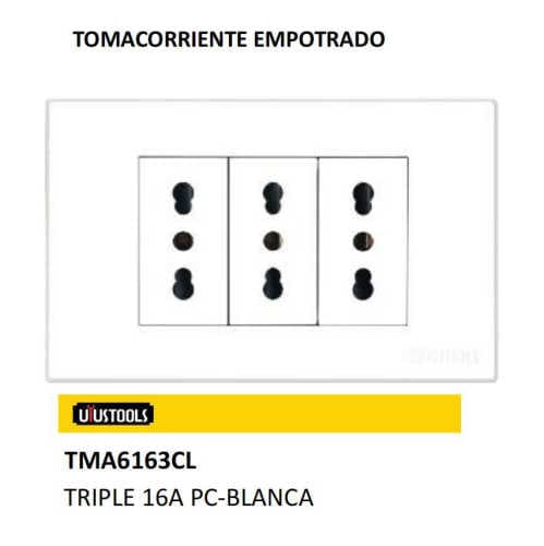 Tomacorriente empo. triple 16A PC blanca